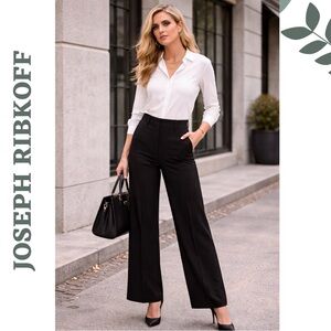 Joseph Ribkoff Black Wide-Leg Dress Pants High Rise Size 14